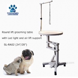 Led light round grooming table with air lift support