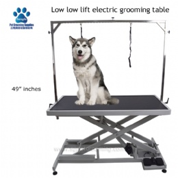 Low low electric lift grooming table